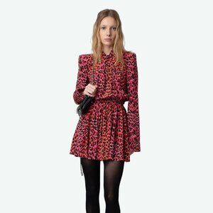 NWT ZADIG VOLTAIRE Ryde Leopard Silk Dress 2025 M Medium